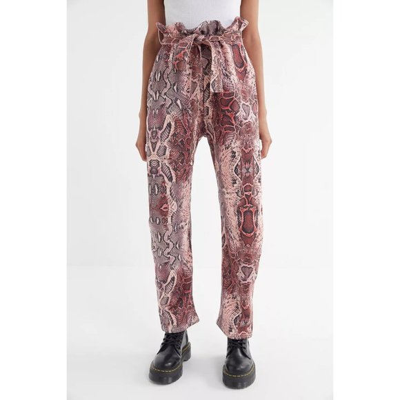 House of Sunny Pants - House of Sunny Snake Print Paperbag Trouser Pant 4